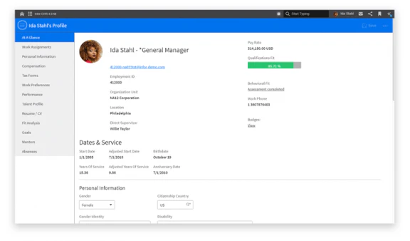 screenshot of Infor Human Resources